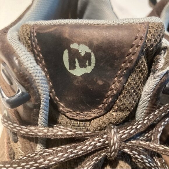 MERRELL  Sz 6.5 Leather Hiking Lace Up Grip Sole Boots - Picture 12 of 16